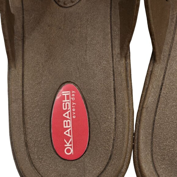 Women's - Okabashi Brown Cross Strap Slide Sandals, Size Large - Picture 6 of 12